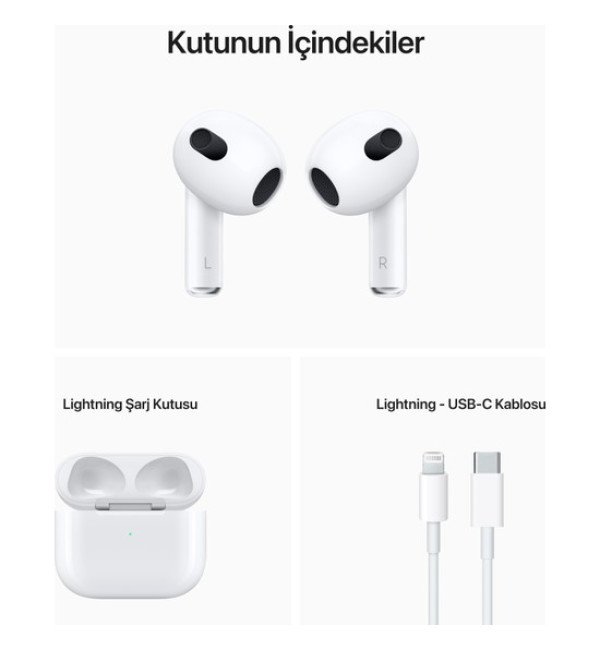 Apple AirPods (3. nesil) ve Lightning Şarj Kutusu Bluetooth Kulaklık MPNY3TU/A